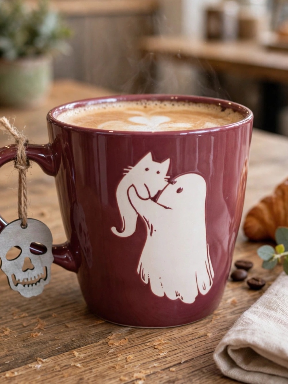 Red Ghost & Cat Ceramic Mug